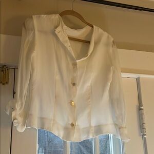 Gorgeous Sheer White Vintage Blouse